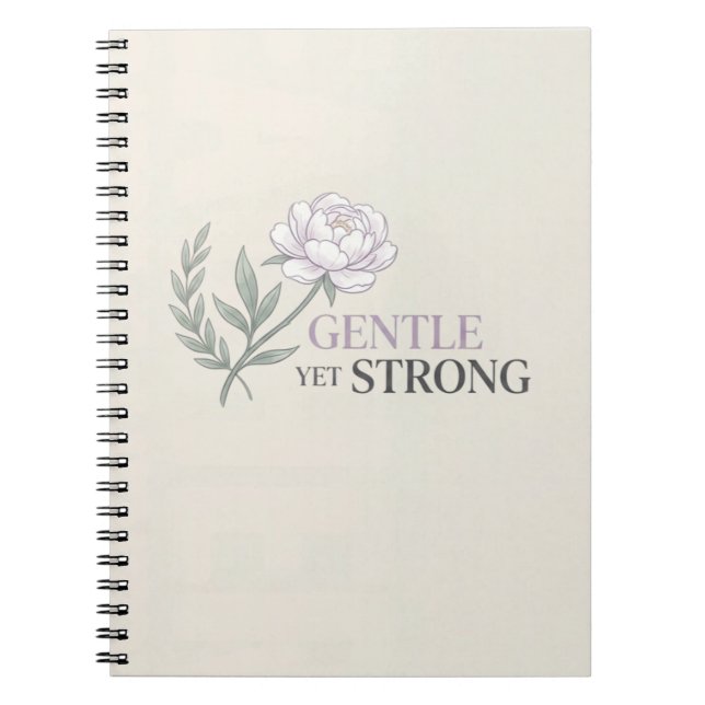Gentle Yet Strong Nurse Botanical Quote Notebook (Front)