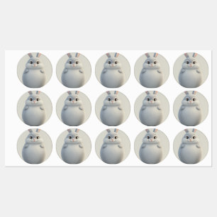 Gentle Zodiac Rabbit Cartoon Label Sticker