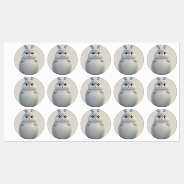 Gentle Zodiac Rabbit Cartoon Label Sticker (Sheet)