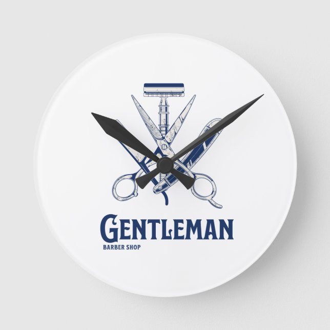 Gentleman Barber Shop Round Clock (Front)