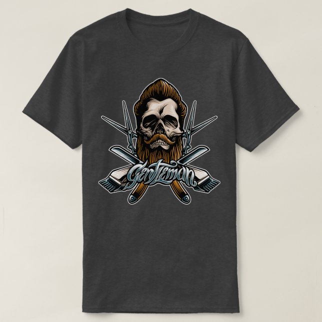 Gentleman Barber skull T-Shirt (Design Front)