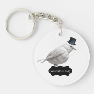 Gentleman Bird Wearing a Cylinder Hat Key Ring