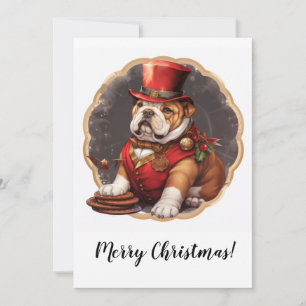 Gentleman Bulldog Christmas Festive Card