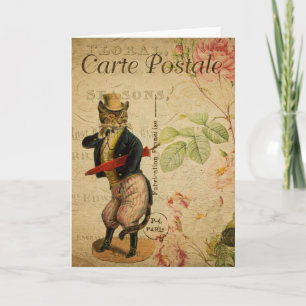 Gentleman Cat Vintage French Postcard Card