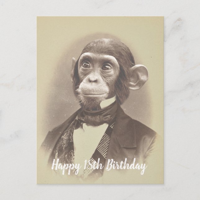 Gentleman Chimpanzee Birthday Card (Front)