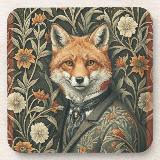 Gentleman Fox in Evening Attire Vintage Woodland Coaster
