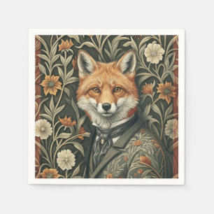 Gentleman Fox in Evening Attire Vintage Woodland Napkin