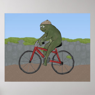 Gentleman Frog on a Bicycle Poster Print