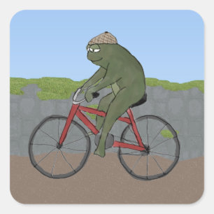 Gentleman Frog on a Bicycle Stickers
