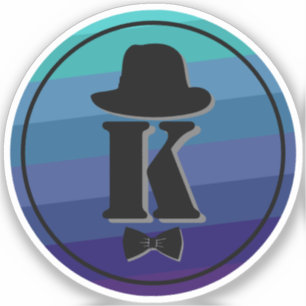 Gentleman hat bow blue ombre name initial monogram