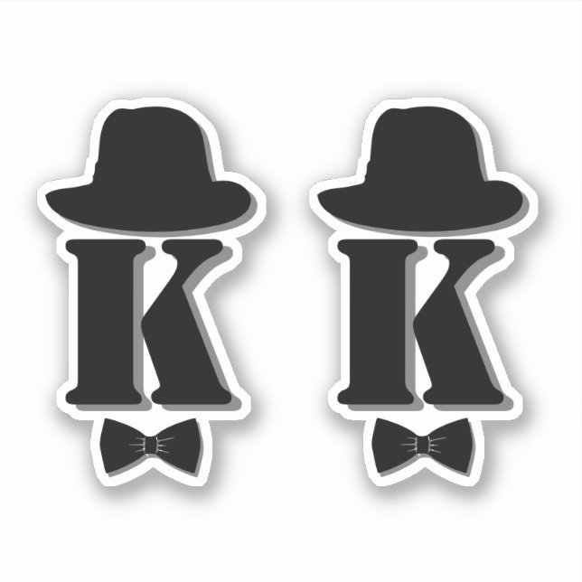 Gentleman hat bow blue ombre name initial monogram (Front)