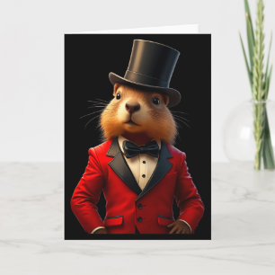 Gentleman Hat Happy Groundhog Day 2025 Groundhog Card