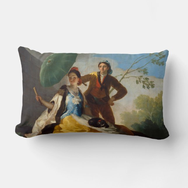 Gentleman Holding a Parasol for a Spanish Lady Lumbar Cushion (Front)