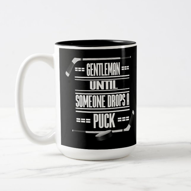 Gentleman Ice Hockey Humour Black   Two-Tone Coffee Mug (Left)