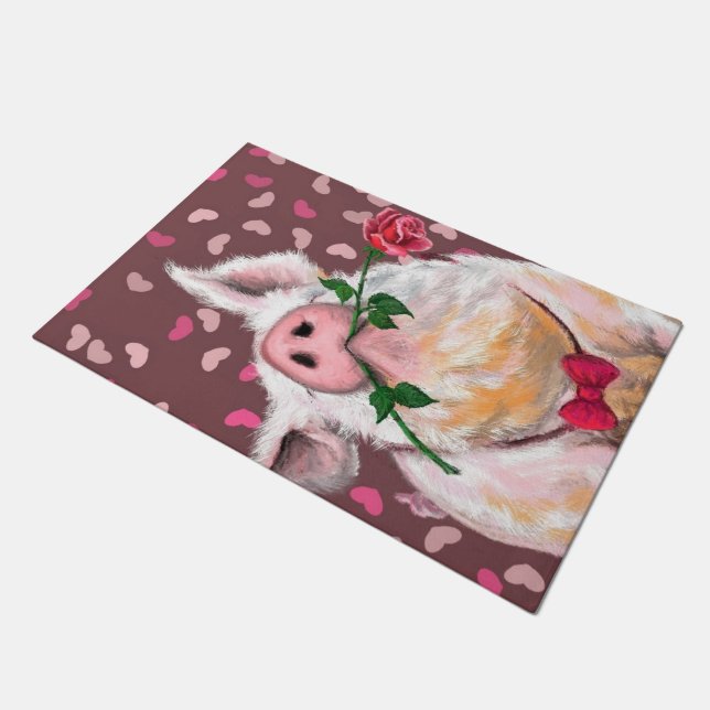 Gentleman Pig - Romantic - Funny - Doormat (Angled)
