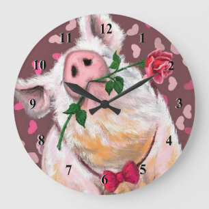 Gentleman Pig - Romantic - Funny - Large Clock