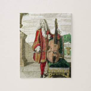 Gentleman playing the cello, published c.1688-90 ( jigsaw puzzle