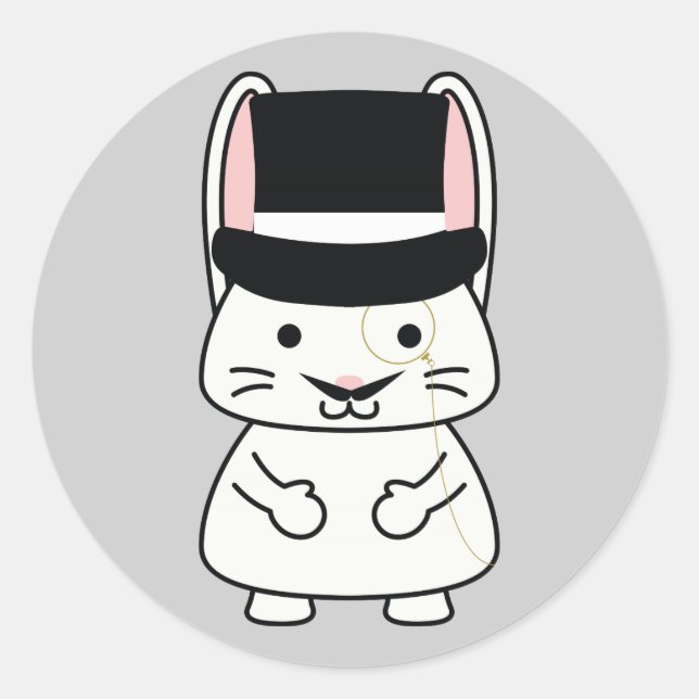Gentleman Rabbit Classic Round Sticker (Front)