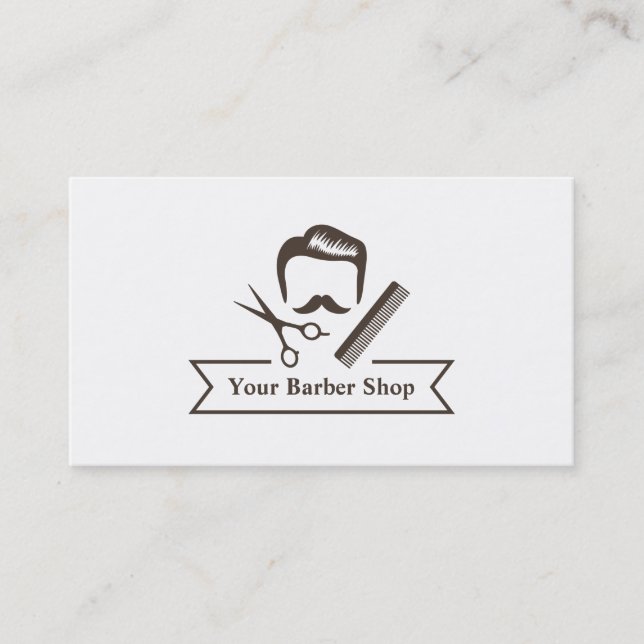 Gentleman Scissors Hair Cut Barber Shop Business Card (Front)
