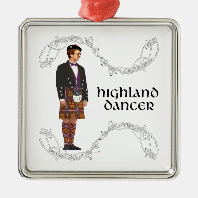 Gentleman Scottish Highland Dancer Metal Tree Decoration (Front)