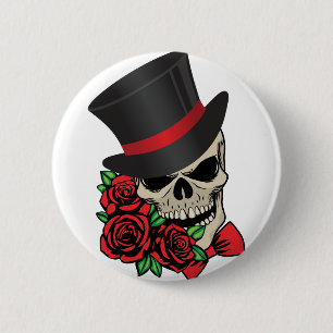Gentleman Skull 6 Cm Round Badge