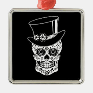 Gentleman Sugar Skull-01 Metal Tree Decoration