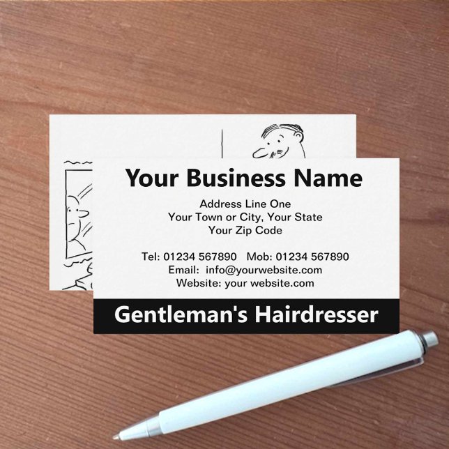 Gentleman's Hairdresser Cartoon Business Card (Creator Uploaded)