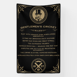 Gentlemans Victorian Cricket Rules Art Banner