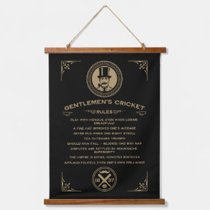 Gentlemans Victorian Cricket Rules Art Hanging Tapestry