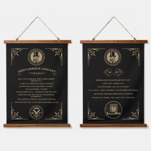 Gentlemans Victorian Cricket Rules Art Hanging Tapestry