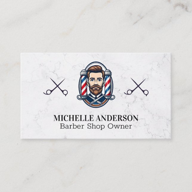 Gentlemen Barber | Barber Pole Business Card (Front)