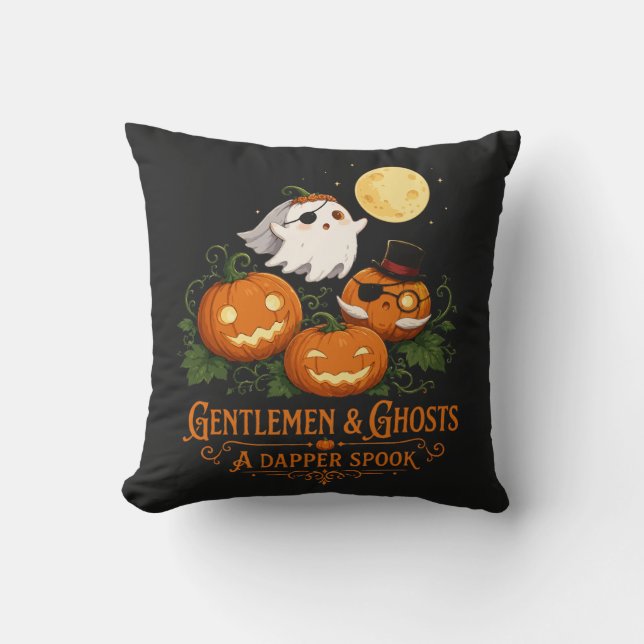 Gentlemen & Ghosts Halloween Cushion (Front)