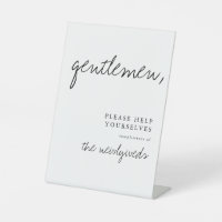 Gentlemen Modern Wedding Bathroom Basket Sign