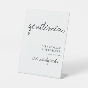 Gentlemen Modern Wedding Bathroom Basket Sign