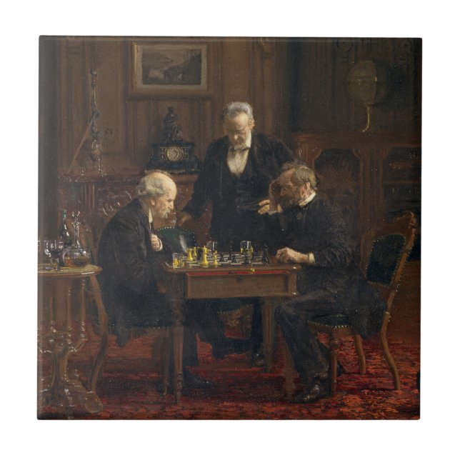 Gentlemen Playing a Game of Chess (Thomas Eakins) Ceramic Tile (Front)