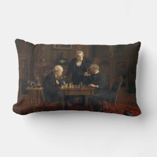 Gentlemen Playing a Game of Chess (Thomas Eakins) Lumbar Cushion
