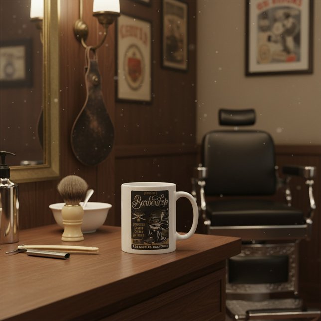 Gentlemen’s Barbershop Retro Haircuts Shaves Coffee Mug (Creator Uploaded)