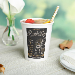 Gentlemen’s Barbershop Retro Haircuts Shaves Paper Cups