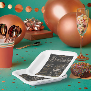 Gentlemen’s Barbershop Retro Haircuts Shaves Paper Plate