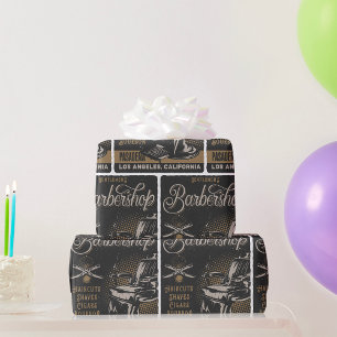 Gentlemen’s Barbershop Retro Haircuts Shaves Wrapping Paper