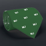 Gentlemen's Monogram Groomsmen Initials Green Tie<br><div class="desc">The "Gentlemen's Monogram" Necktie offers a distinctive and personalised touch for groomsmen's attire. Designed to add an elegant and bespoke element to wedding ensembles, this necktie features a subtle, custom monogram pattern with the initials of each groomsman. Perfect for adding a personal touch to groomsmen's gifts, the "Gentlemen's Monogram" Necktie...</div>