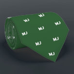 Gentlemen's Monogram Groomsmen Initials Green Tie<br><div class="desc">The "Gentlemen's Monogram" Necktie offers a distinctive and personalised touch for groomsmen's attire. Designed to add an elegant and bespoke element to wedding ensembles, this necktie features a subtle, custom monogram pattern with the initials of each groomsman. Perfect for adding a personal touch to groomsmen's gifts, the "Gentlemen's Monogram" Necktie...</div>