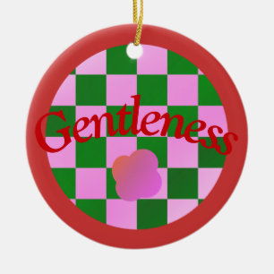 Gentleness Quote in Classic Red Typography Ceramic Ornament