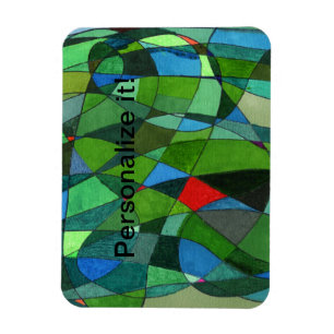 Gently curved shapes with cool green & red accents magnet
