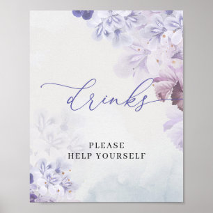 Gently spring purple dusty blue mauve boho drinks poster