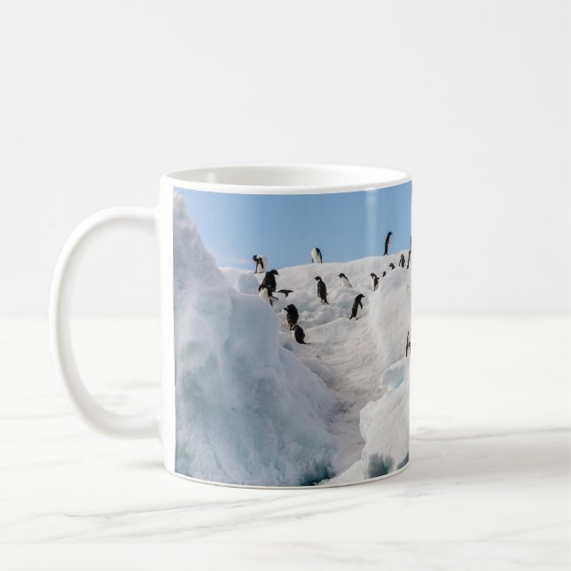 Gentoo Penguin Antarctica Iceberg Playtime Coffee Mug (Left)