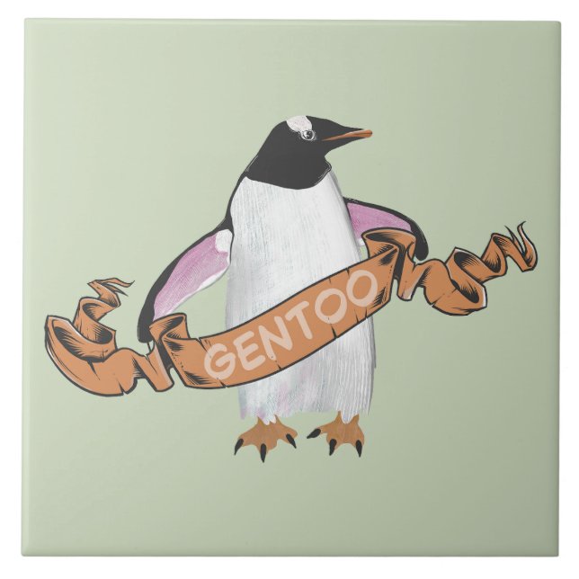 Gentoo penguin ceramic tile (Front)