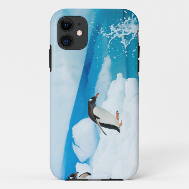 gentoo penguin, Pygoscelis Papua, jumping off Case-Mate iPhone Case (Back)