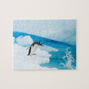 gentoo penguin, Pygoscelis Papua, jumping off Jigsaw Puzzle