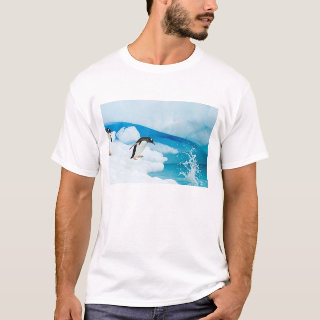 gentoo penguin, Pygoscelis Papua, jumping off T-Shirt (Front)